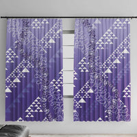 Hawaii Lavender Kapa Window Curtain Vintage 'Ohe Kāpala Motifs Mix Plumeria Leis LT7 With Hooks Lavender - Polynesian Pride