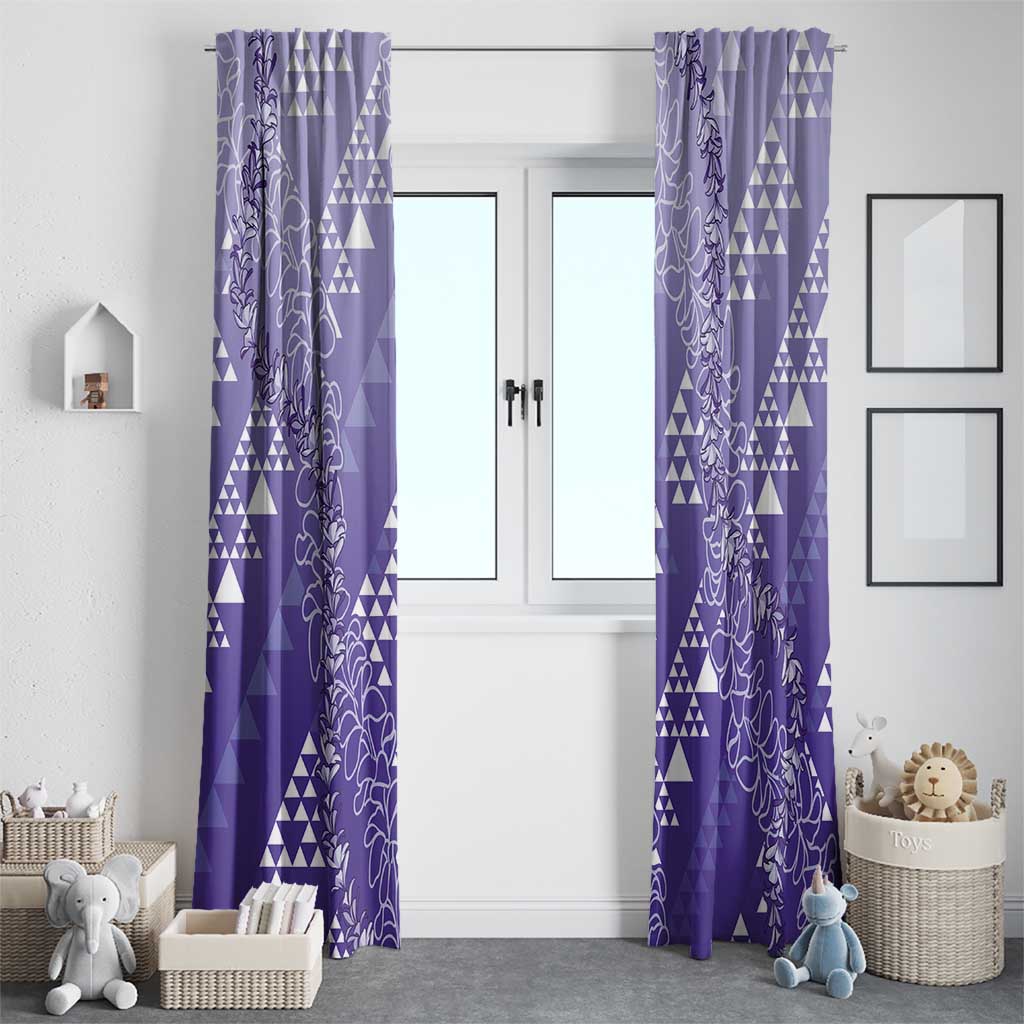 Hawaii Lavender Kapa Window Curtain Vintage 'Ohe Kāpala Motifs Mix Plumeria Leis LT7 - Polynesian Pride