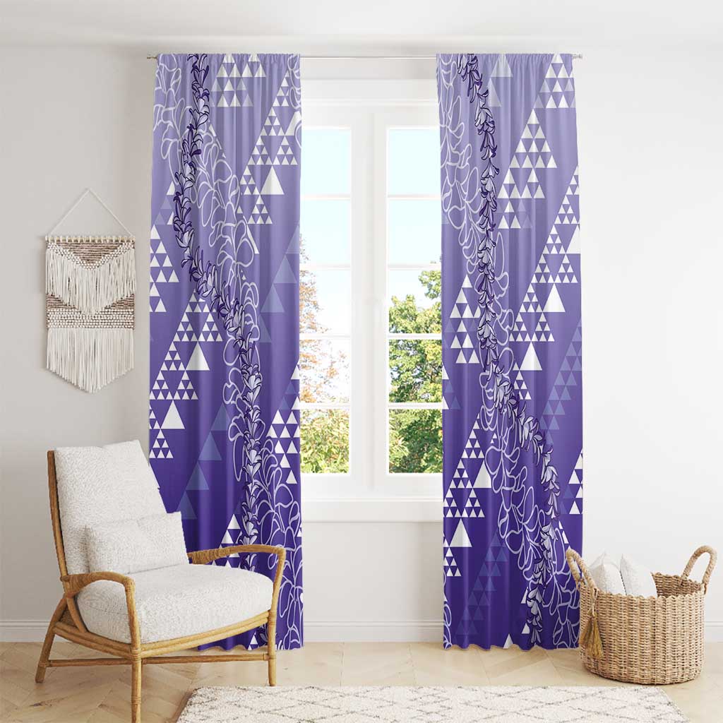 Hawaii Lavender Kapa Window Curtain Vintage 'Ohe Kāpala Motifs Mix Plumeria Leis LT7 - Polynesian Pride