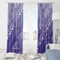 Hawaii Lavender Kapa Window Curtain Vintage 'Ohe Kāpala Motifs Mix Plumeria Leis LT7 - Polynesian Pride