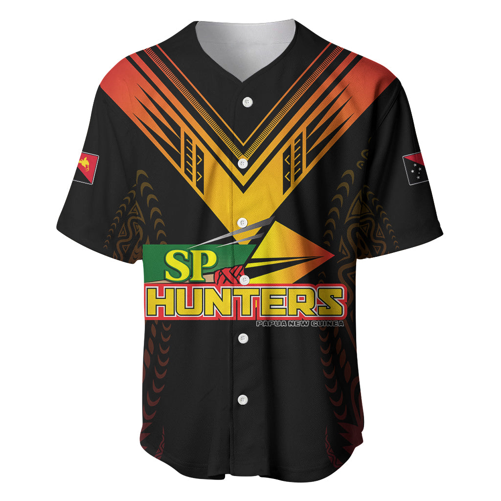 Personalised PNG Hunters Rugby Baseball Jersey Motuan Style LT7 Black - Polynesian Pride