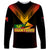 Personalised PNG Hunters Rugby Long Sleeve Shirt Motuan Style LT7 Unisex Black - Polynesian Pride