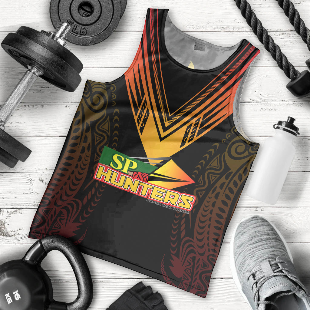 Personalised PNG Hunters Rugby Men Tank Top Motuan Style LT7 Black - Polynesian Pride