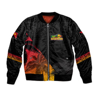 Personalised PNG Hunters Rugby Bomber Jacket Palm Trees Simple LT7 Unisex Black - Polynesian Pride