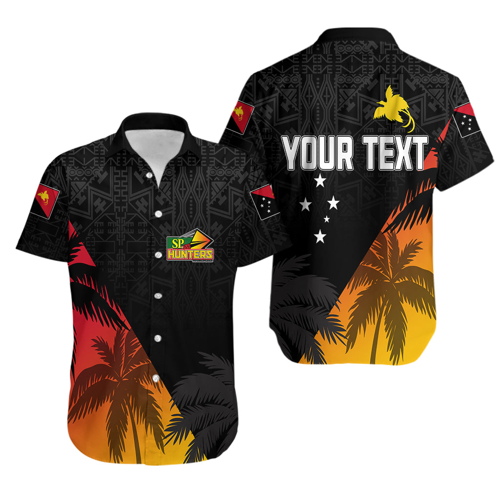 Personalised PNG Hunters Rugby Hawaiian Shirt Palm Trees Simple LT7 - Polynesian Pride