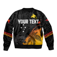 Personalised PNG Hunters Rugby Sleeve Zip Bomber Jacket Palm Trees Simple LT7 - Polynesian Pride