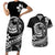 Polynesian Plumeria Couples Matching Short Sleeve Bodycon Dress and Hawaiian Shirt Ride The Waves - Black LT7 Black - Polynesian Pride