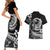 Polynesian Plumeria Couples Matching Short Sleeve Bodycon Dress and Hawaiian Shirt Ride The Waves - Black LT7 - Polynesian Pride