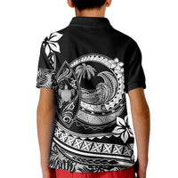 Polynesian Plumeria Kid Polo Shirt Ride The Waves - Black LT7 - Polynesian Pride