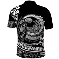 Polynesian Plumeria Polo Shirt Ride The Waves Black LT7 - Polynesian Pride