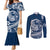 Polynesian Plumeria Couples Matching Mermaid Dress and Long Sleeve Button Shirts Ride The Waves - Navy Blue LT7 Navy Blue - Polynesian Pride