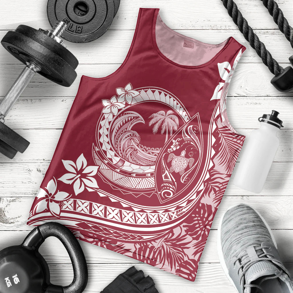 Polynesian Plumeria Men Tank Top Ride The Waves - Burgundy LT7 Burgundy - Polynesian Pride