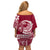 Polynesian Plumeria Off Shoulder Short Dress Ride The Waves - Burgundy LT7 - Polynesian Pride