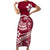 Polynesian Plumeria Short Sleeve Bodycon Dress Ride The Waves - Burgundy LT7 Long Dress Burgundy - Polynesian Pride