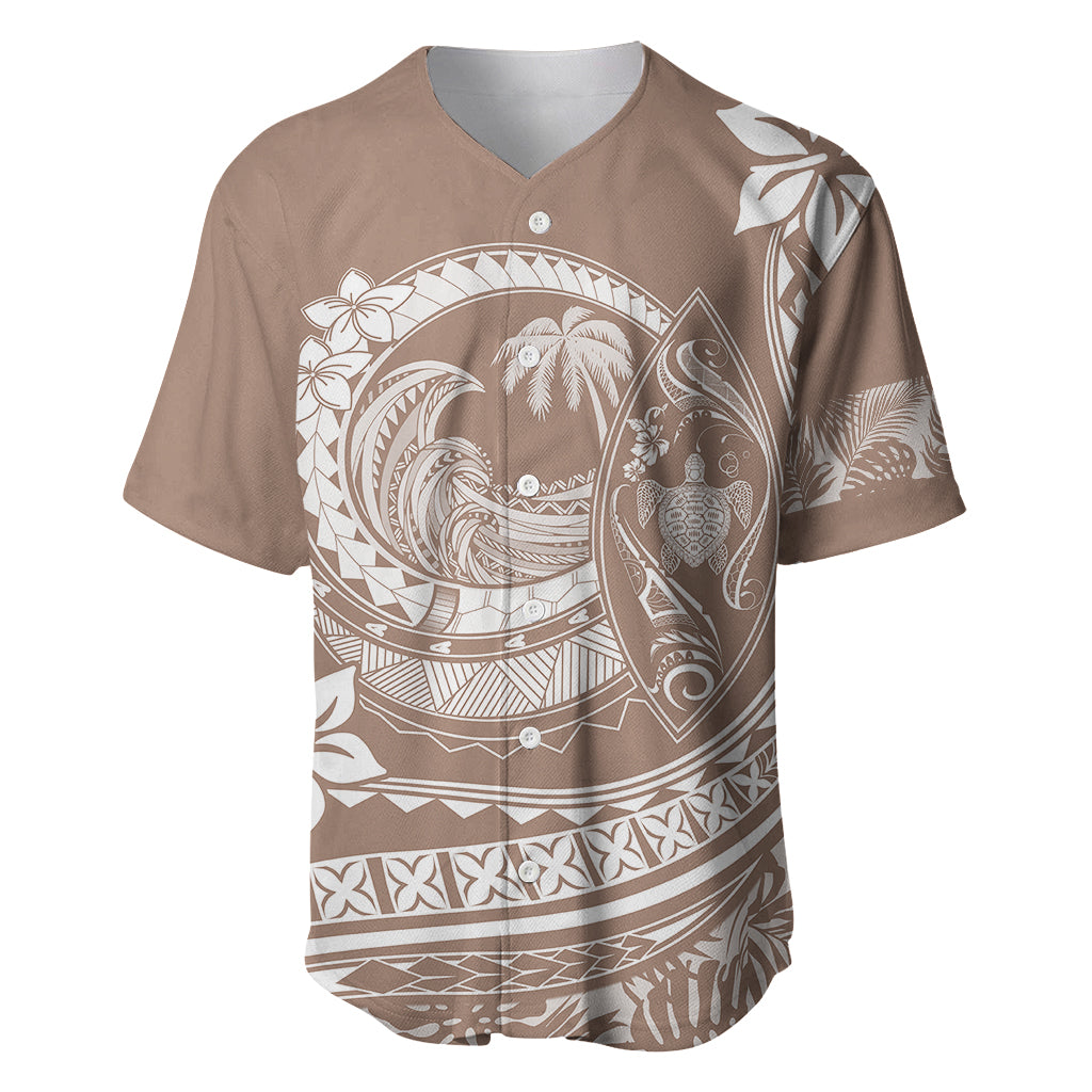 Polynesian Plumeria Baseball Jersey Ride The Waves - Beige LT7 Beige - Polynesian Pride