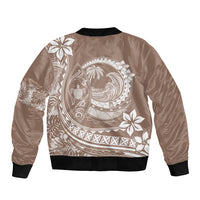 Polynesian Plumeria Bomber Jacket Ride The Waves - Beige LT7 - Polynesian Pride