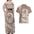 Polynesian Plumeria Couples Matching Off Shoulder Maxi Dress and Hawaiian Shirt Ride The Waves - Beige LT7 - Polynesian Pride