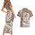 Polynesian Plumeria Couples Matching Short Sleeve Bodycon Dress and Hawaiian Shirt Ride The Waves - Beige LT7 - Polynesian Pride