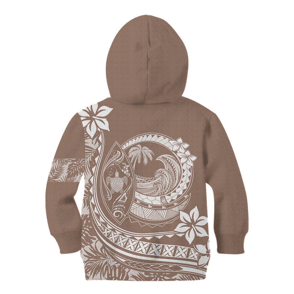 Polynesian Plumeria Kid Hoodie Ride The Waves - Beige LT7 - Polynesian Pride