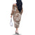 Polynesian Plumeria Off The Shoulder Long Sleeve Dress Ride The Waves - Beige LT7 - Polynesian Pride