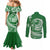 Polynesian Plumeria Couples Matching Mermaid Dress and Long Sleeve Button Shirts Ride The Waves - Green LT7 - Polynesian Pride