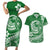 Polynesian Plumeria Couples Matching Short Sleeve Bodycon Dress and Hawaiian Shirt Ride The Waves - Green LT7 Green - Polynesian Pride