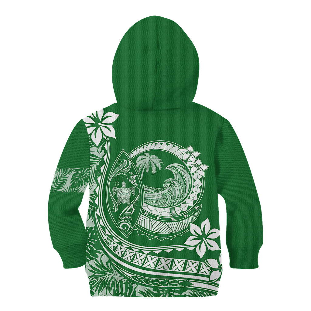 Polynesian Plumeria Kid Hoodie Ride The Waves - Green LT7 - Polynesian Pride
