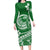 Polynesian Plumeria Long Sleeve Bodycon Dress Ride The Waves - Green LT7 Long Dress Green - Polynesian Pride