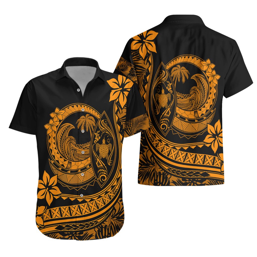 Polynesian Plumeria Hawaiian Shirt Ride The Waves - Orange LT7 - Polynesian Pride