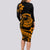 Polynesian Plumeria Long Sleeve Bodycon Dress Ride The Waves - Orange LT7 - Polynesian Pride