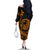 Polynesian Plumeria Off The Shoulder Long Sleeve Dress Ride The Waves - Orange LT7 - Polynesian Pride