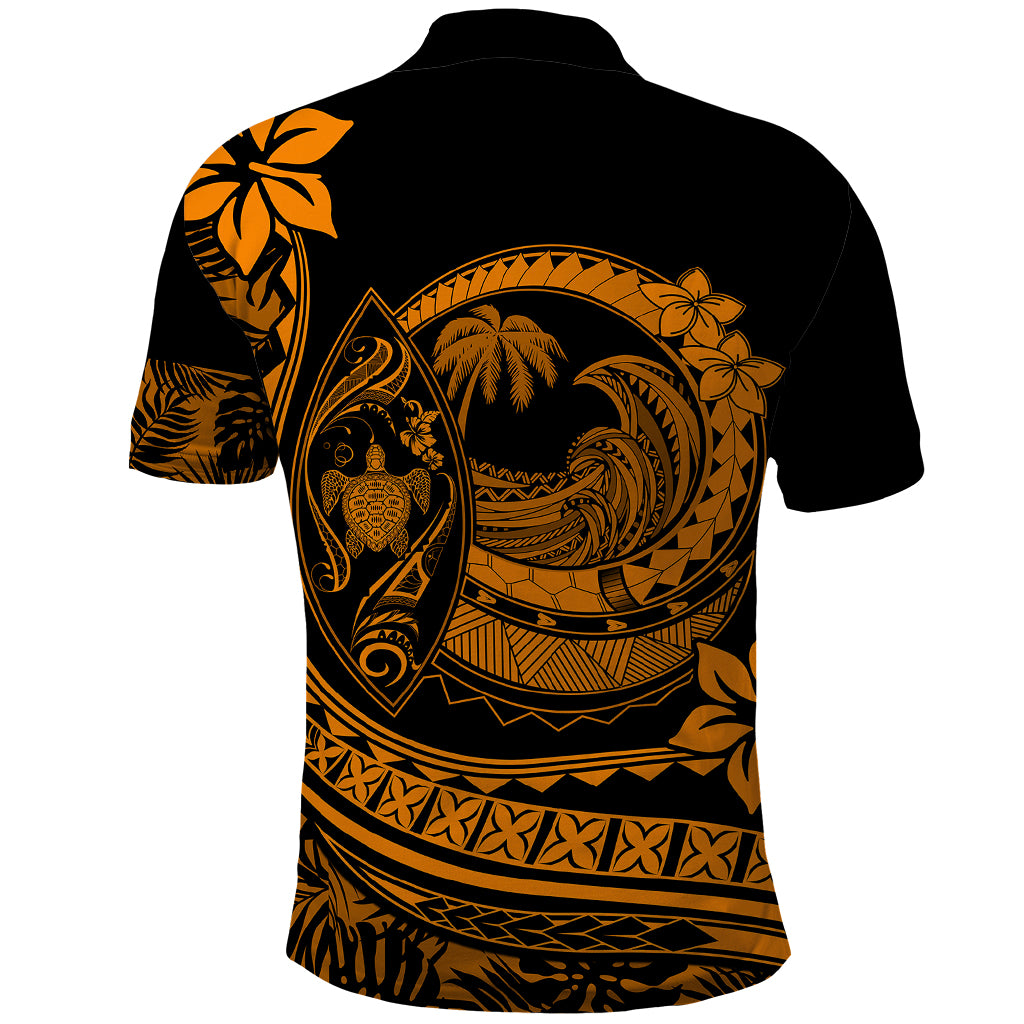Polynesian Plumeria Polo Shirt Ride The Waves Orange LT7 - Polynesian Pride