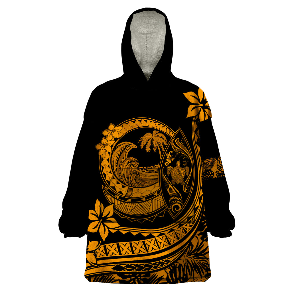 Polynesian Plumeria Wearable Blanket Hoodie Ride The Waves - Orange LT7 One Size Orange - Polynesian Pride