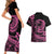 Polynesian Plumeria Couples Matching Short Sleeve Bodycon Dress and Hawaiian Shirt Ride The Waves - Pink LT7 - Polynesian Pride