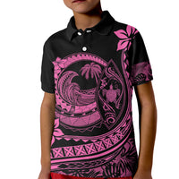 Polynesian Plumeria Kid Polo Shirt Ride The Waves - Pink LT7 Kid Pink - Polynesian Pride