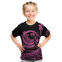 Polynesian Plumeria Kid T Shirt Ride The Waves - Pink LT7 Pink - Polynesian Pride