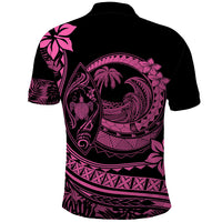 Polynesian Plumeria Polo Shirt Ride The Waves Pink LT7 - Polynesian Pride