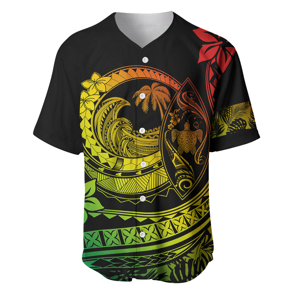 Polynesian Plumeria Baseball Jersey Ride The Waves - Reggae LT7 Reggae - Polynesian Pride