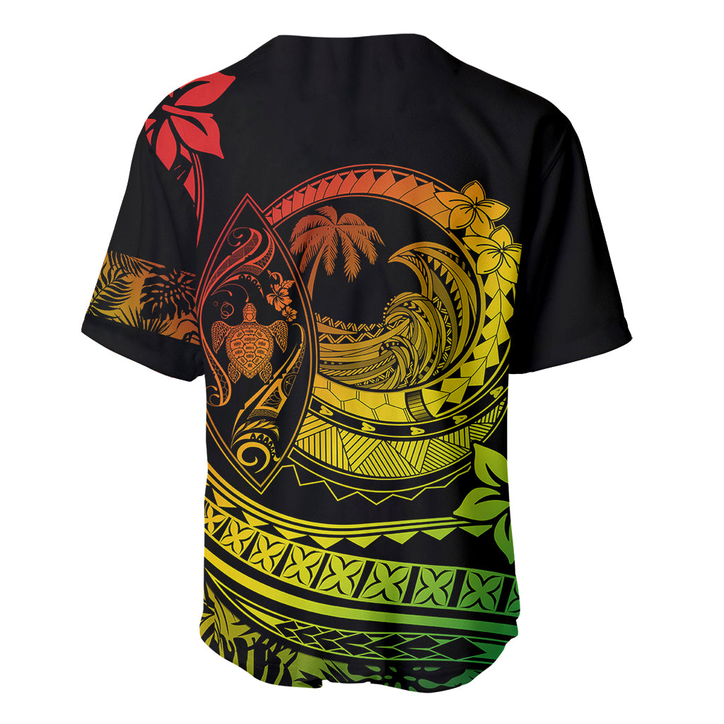 Polynesian Plumeria Baseball Jersey Ride The Waves - Reggae LT7 - Polynesian Pride