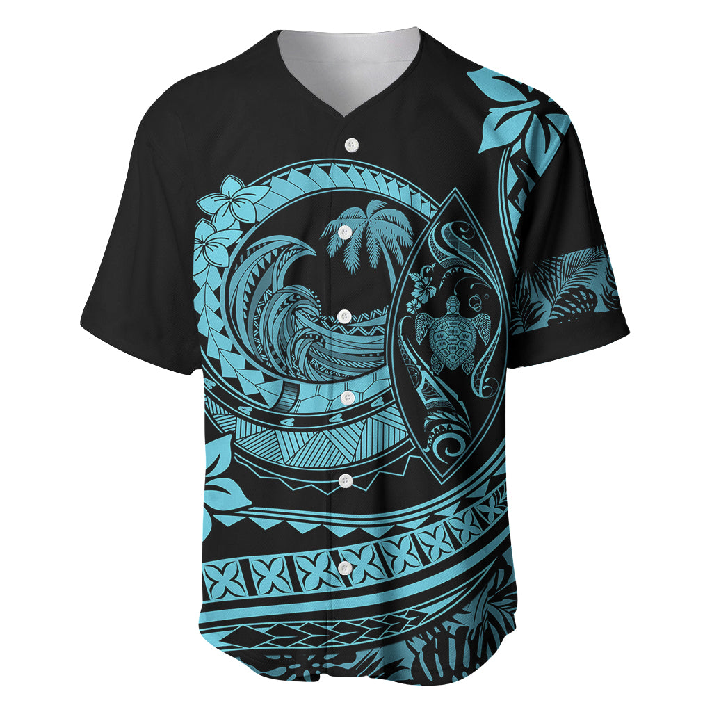 Polynesian Plumeria Baseball Jersey Ride The Waves - Turquoise LT7 Turquoise - Polynesian Pride