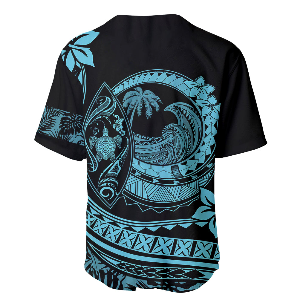 Polynesian Plumeria Baseball Jersey Ride The Waves - Turquoise LT7 - Polynesian Pride