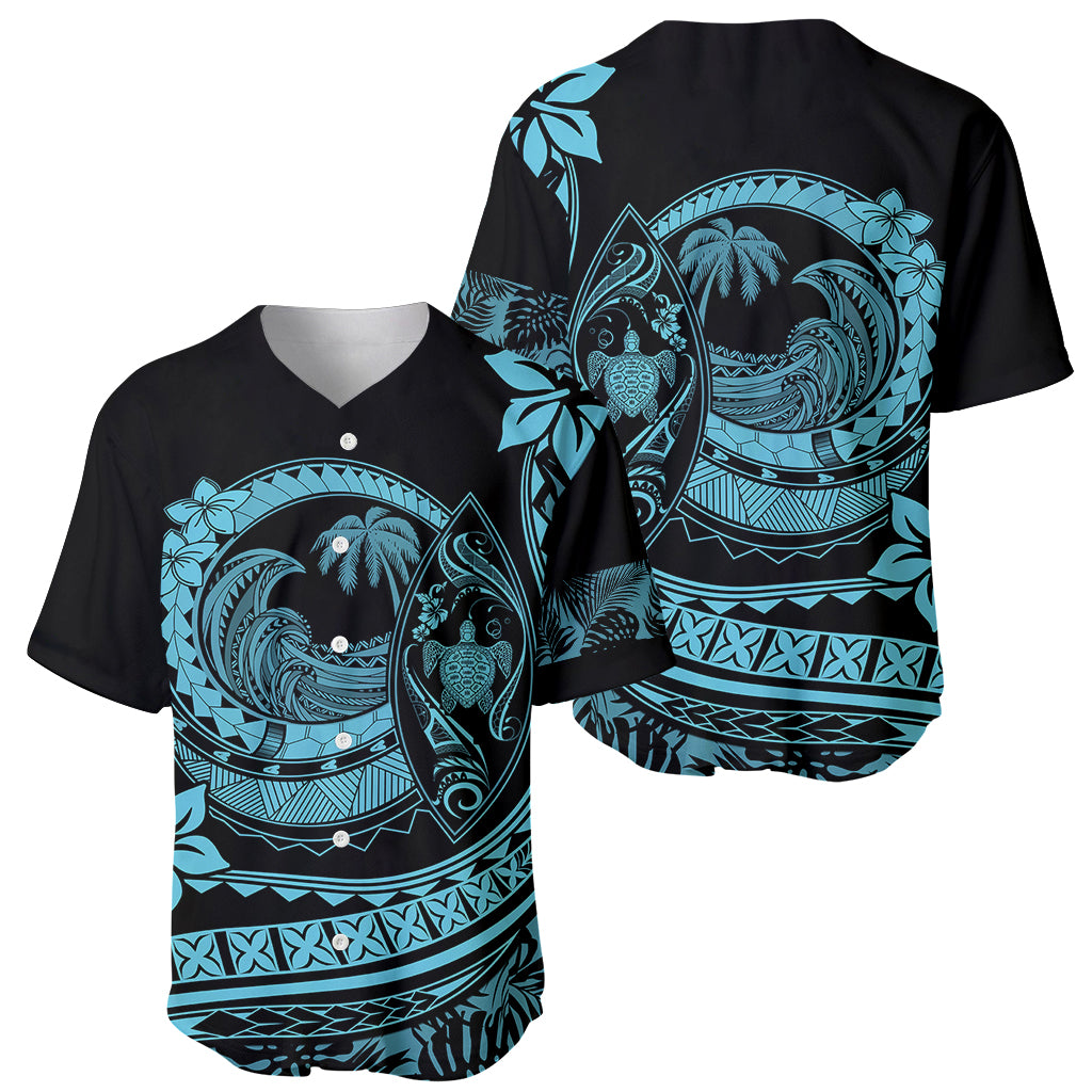 Polynesian Plumeria Baseball Jersey Ride The Waves - Turquoise LT7 - Polynesian Pride