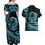 Polynesian Plumeria Couples Matching Off Shoulder Maxi Dress and Hawaiian Shirt Ride The Waves - Turquoise LT7 - Polynesian Pride