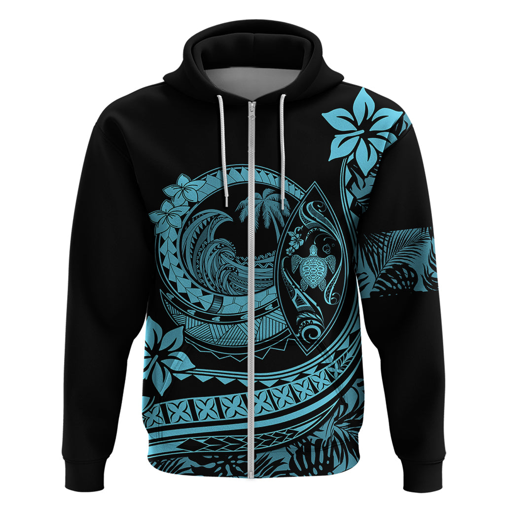 Polynesian Plumeria Hoodie Ride The Waves Turquoise LT7 - Polynesian Pride