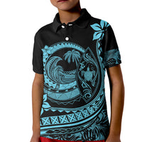 Polynesian Plumeria Kid Polo Shirt Ride The Waves - Turquoise LT7 Kid Turquoise - Polynesian Pride
