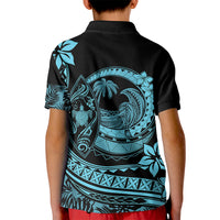 Polynesian Plumeria Kid Polo Shirt Ride The Waves - Turquoise LT7 - Polynesian Pride