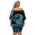 Polynesian Plumeria Off Shoulder Short Dress Ride The Waves - Turquoise LT7 - Polynesian Pride