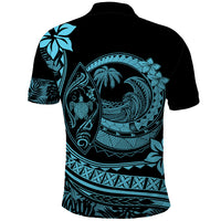 Polynesian Plumeria Polo Shirt Ride The Waves Turquoise LT7 - Polynesian Pride