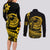 Polynesian Plumeria Couples Matching Long Sleeve Bodycon Dress and Long Sleeve Button Shirts Ride The Waves - Yellow LT7 - Polynesian Pride