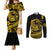 Polynesian Plumeria Couples Matching Mermaid Dress and Long Sleeve Button Shirts Ride The Waves - Yellow LT7 Yellow - Polynesian Pride